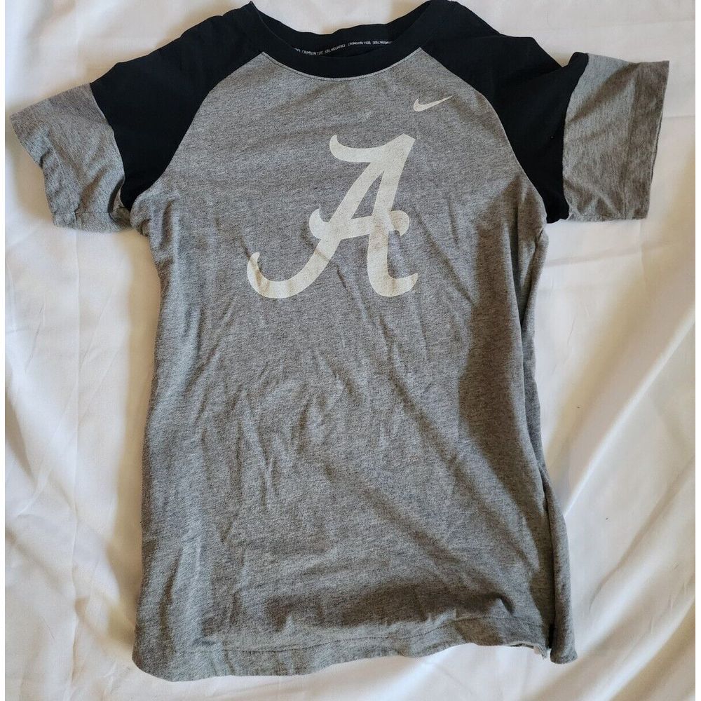 NIKE ALABAMA CRIMSON TIDE WOMENS TERRY FRENCH DRESS SHIRT MEDIUM GRAY ZIP MESH